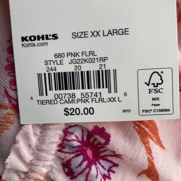 SO pink floral tiered cami boho top M XL or XXL jr - Picture 16 of 17